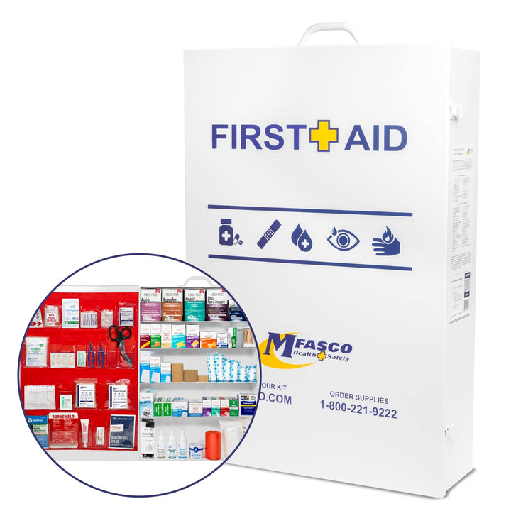 MFASCO 5-Shelf First Aid Kit - 2021 OSHA Compliant Class B, Wall Mount First Aid Cabinet for Businesses & Industrial