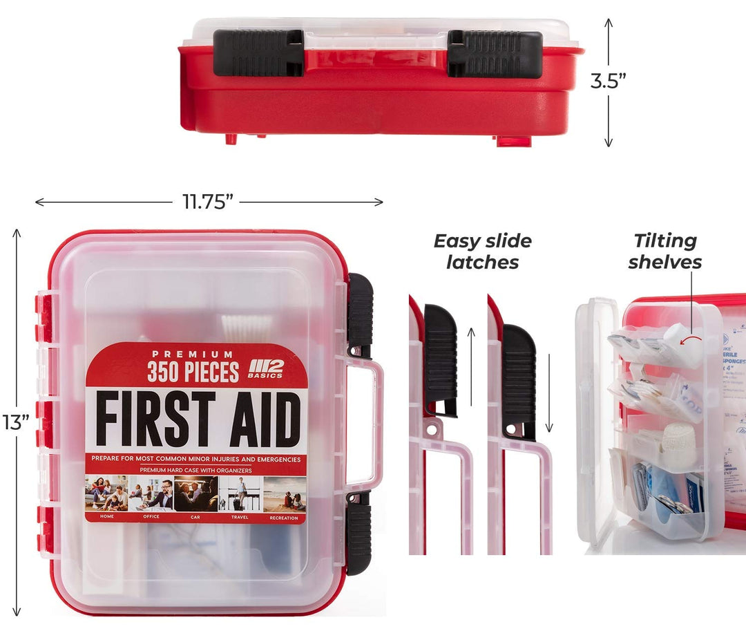 M2 BASICS Professional 350 Piece Hard Case First Aid Kit