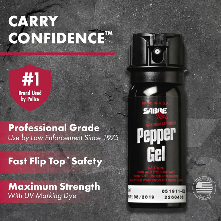 SABRE Tactical Pepper Gel With Belt Holster For Easy Carry