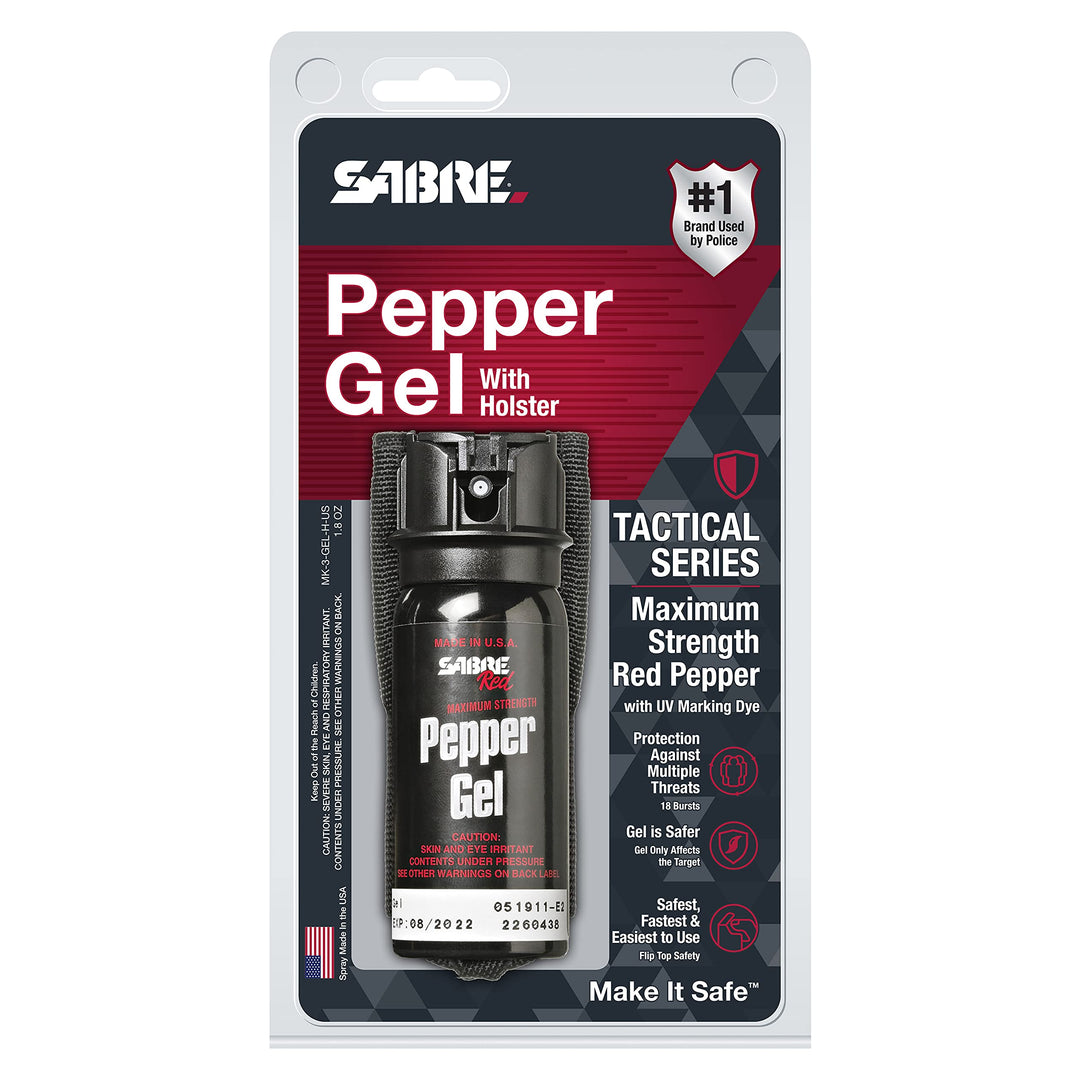 SABRE Tactical Pepper Gel With Belt Holster For Easy Carry