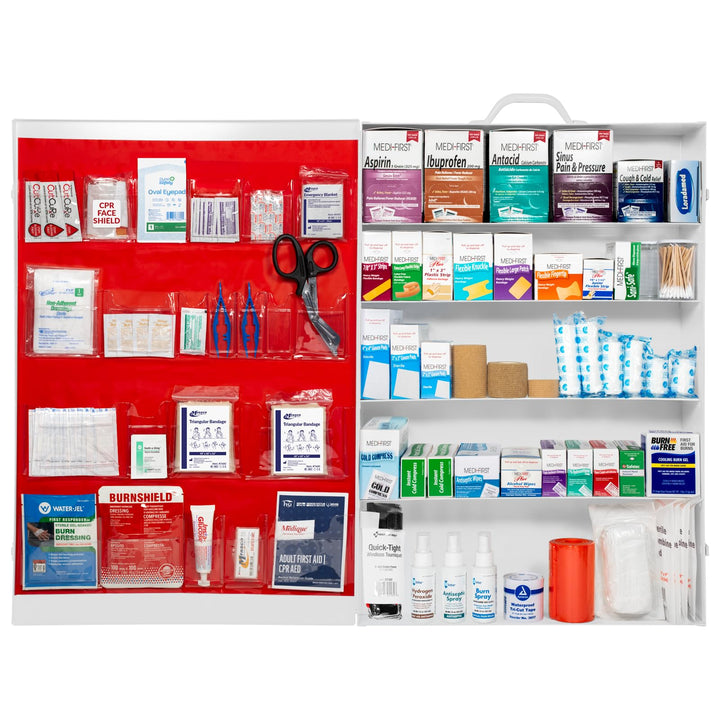 MFASCO 5-Shelf First Aid Kit - 2021 OSHA Compliant Class B, Wall Mount First Aid Cabinet for Businesses & Industrial