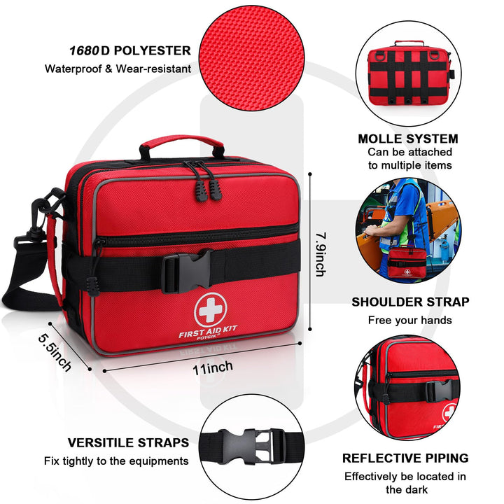 Poygik Premium 420 Piece Large First Aid Kit for Home, Car, Travel, Camping, Truck, Hiking, Sports, Office, Vehicle & Outdoor Emergencies