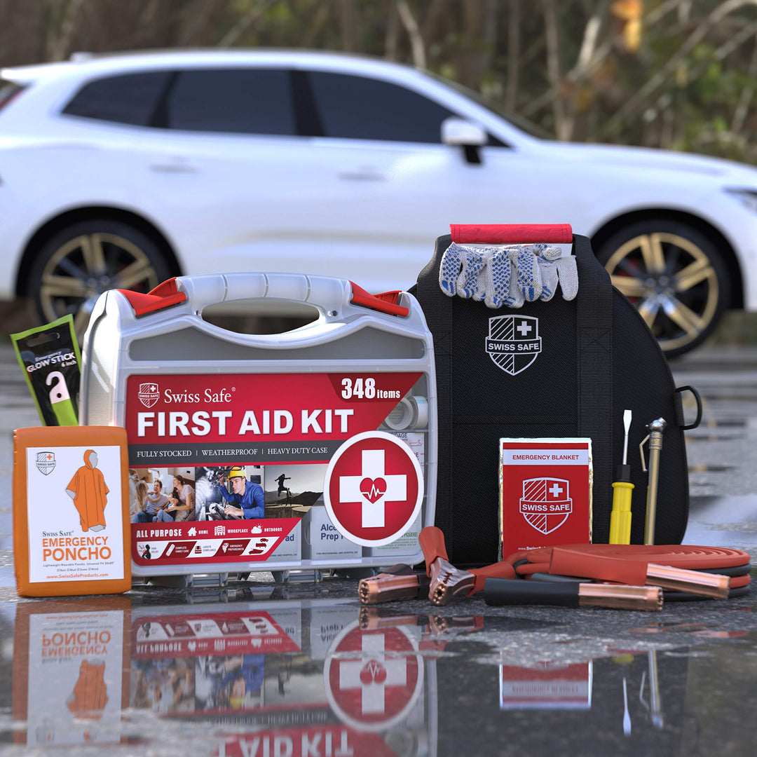 Swiss Safe 2-in-1 Survival Car Emergency Kit for Vehicles