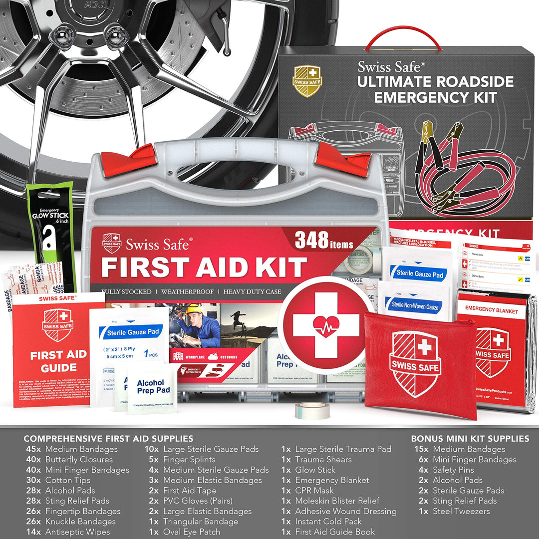 Swiss Safe 2-in-1 Survival Car Emergency Kit for Vehicles