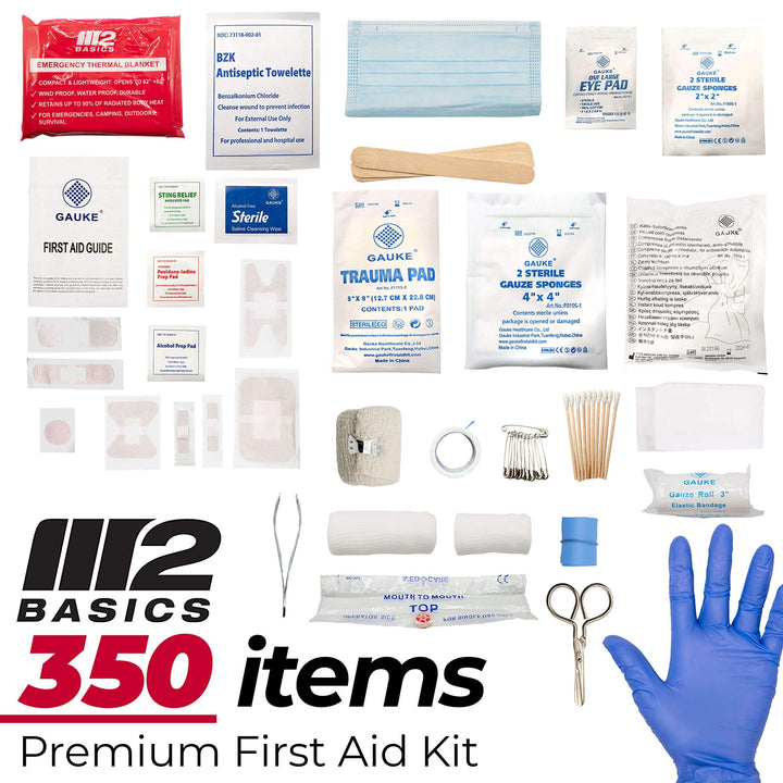 M2 BASICS Professional 350 Piece Hard Case First Aid Kit