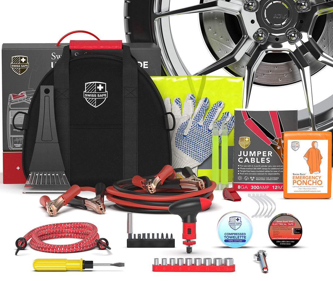 Swiss Safe 2-in-1 Survival Car Emergency Kit for Vehicles